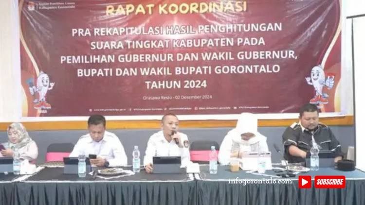 KPU Gelar Rakor Pra Rekapitulasi Hasil Perhitungan Suara Tingkat Kabupaten Gorontalo