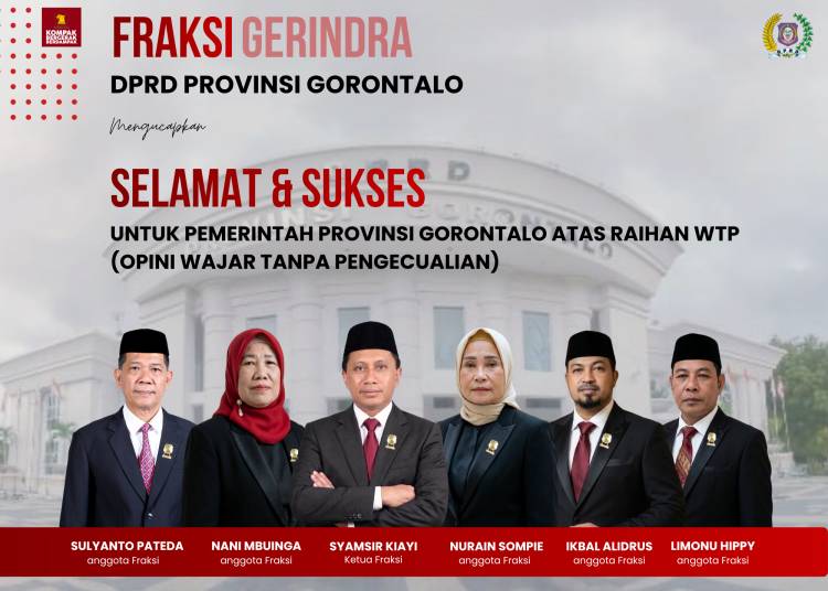 Fraksi Gerindra DPRD Gorontalo Apresiasi Raihan WTP Pemprov, Dorong Pengelolaan Keuangan Makin Berkualitas